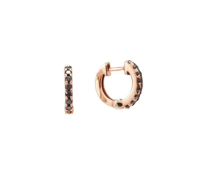 Black Diamond Solitaire Earrings 18K Rose Gold | Shimansky